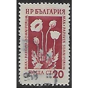 Mi 879: 20 st. carmine/cream Medicinal Flowers: Opium Poppy, comb perf. 12¾