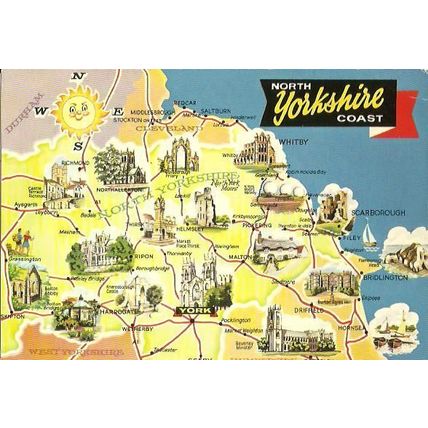 England NORTH YORKSHIRE COAST Map Postcard (Dennis Y.0401.L)