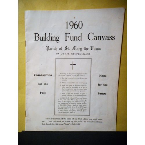 1960 Building Fund Canvass,Parish of St.Mary the Virgin,St.John's Newfoundland