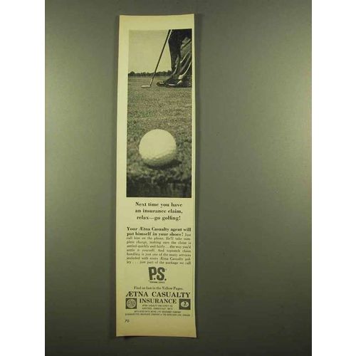 1965 Aetna Casualty Insurance Ad - Relax Go Golfing