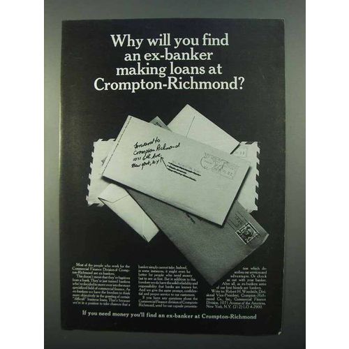 1968 Crompton-Richmond Ad - Ex-Banker Making Loans
