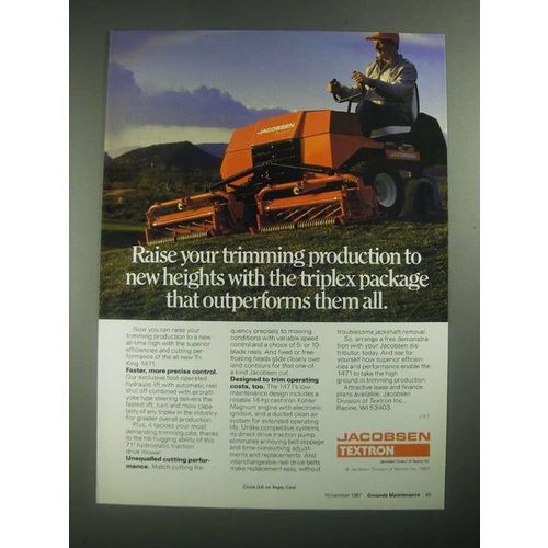 1987 Textron Jacobsen Tri-King 1471 Mower Ad - Trimming Production