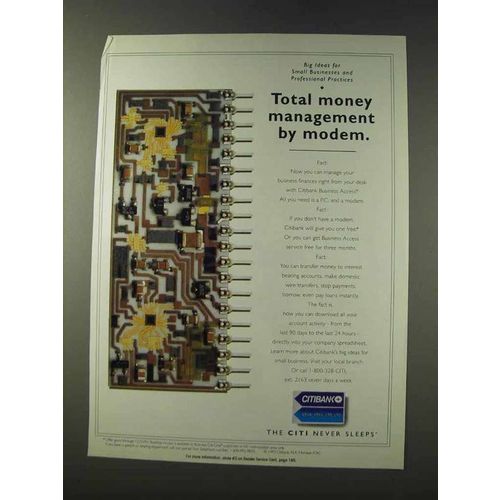 1993 Citibank Bank Ad - Money Management by Modem