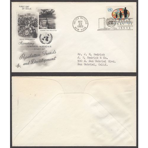 United Nations New York 1965 FDC Population Trends. Scott #152. Used. #2