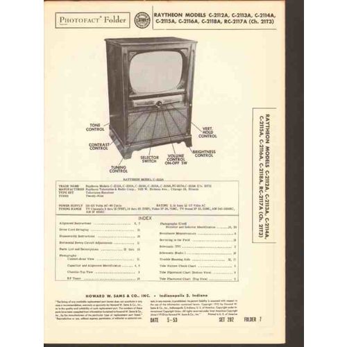 RAYTHEON model C-211xA series TV television Sams Photofact manual