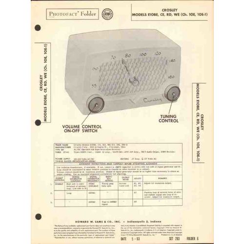 CROSLEY model E10BE E10CE E10RD E10WE AM radio Sams Photofact manual