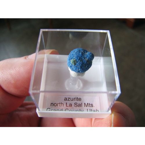 Azurite "Blueberry" Ball Concretion: Intense Blue with Malachite; 11.1 mm; Utah