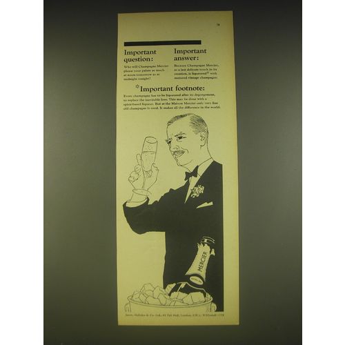 1963 Mercier Champagne Ad - Important question: Important answer: