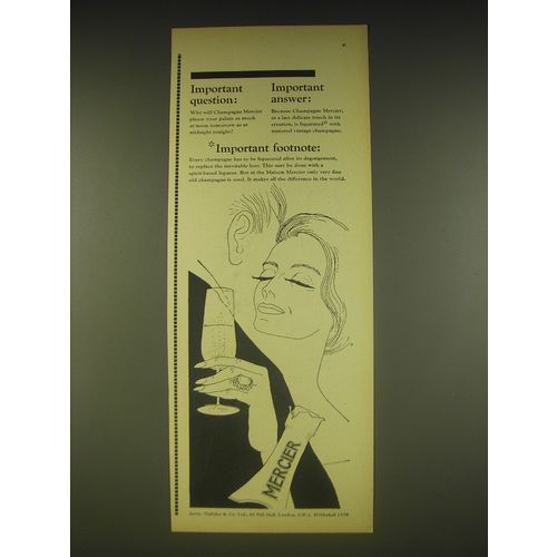 1963 Mercier Champagne Advertisement - Important question: Important answer