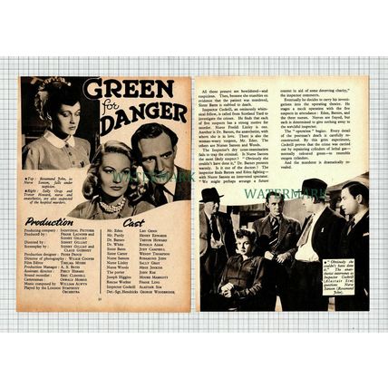 GREEN FOR DANGER Sally Gray Trevor Howard Rosamund John - 1948 Film Article