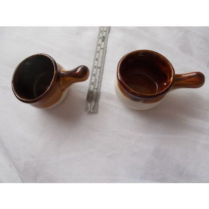 POTS / BROWN CERAMIC X 2 DECORATVE ONLY # # (03/02)