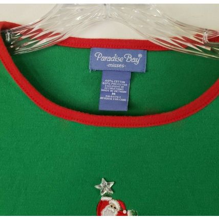 Paradise Bay Misses Cotton Blend Multicolored Santa's Christmas Top Size M