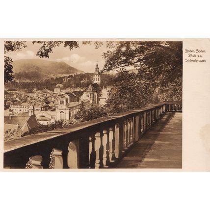 Baden Baden Blick von der Schlossterrasse German Postcard
