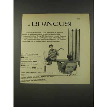 1956 Brancusi Lute Song Funiture Advertisement