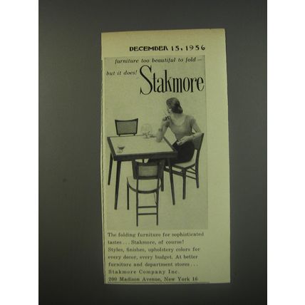 1956 Stakmore Folding Furniture Ad - Furniture too beautiful to fold