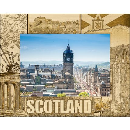 Scotland Quad Style Laser Engraved Wood Picture Frame Landscape (3 x 5)