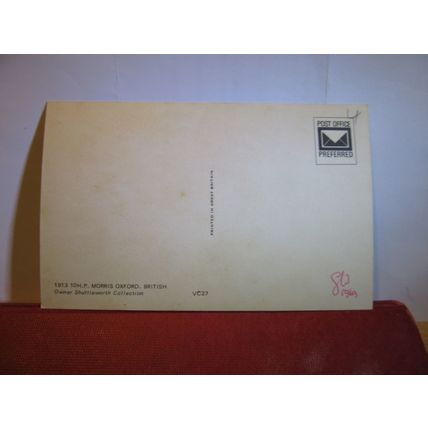 1913 MORRIS OXFORD VETERAN car vintage unused postcard dated 1969 #