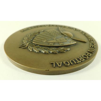 Vintage American Chamber Of Commerce Portugal Bronze Prize Medal Medallion & Box