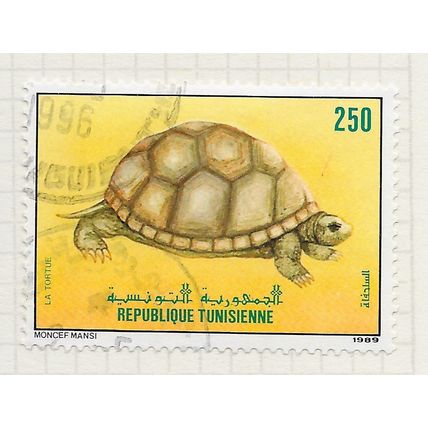 TUNISIA 1989 WILD LIFE TORTOISE USED ENDANGERED ANIMAL