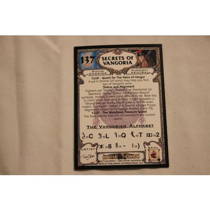 Secrets(5):Secrets of Vangoria 1993 Merlin Battle Cards NO. 137