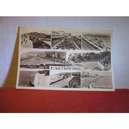EASTBOURNE, SUSSEX multiview used vintage postcard by Shoesmith 1953 pm =