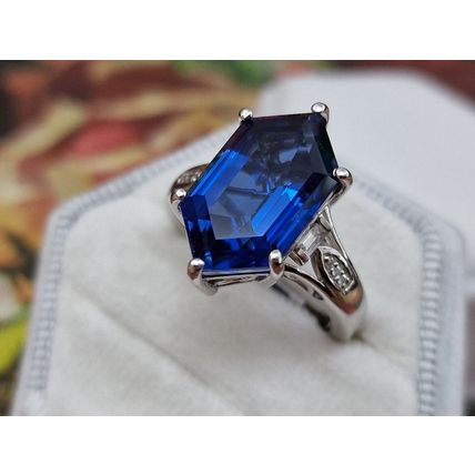 Minas Gerais Twilight Quartz Fancy Cut Ring Sz P½- Q Platinum Overlay 925 Silver