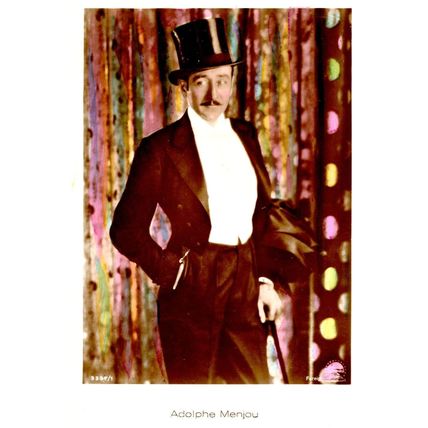 Adolphe Menjou Film Actor Hand Coloured Tinted Real Photo Postcard