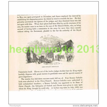 JOHN BUNYAN'S BIRTHPLACE, ELSTOW, BEDS, ENGLAND, Illustration, c1870