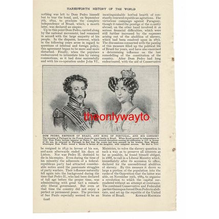 Dom Pedro, Emperor Of Brazil, King Of Portugal & Consort, Book Illustration 1909