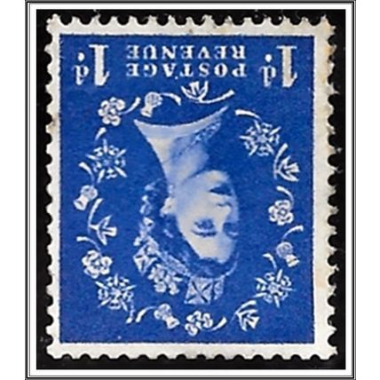 SG516Wi 1d Ultramarine 1952 Tudor Crown Inverted Watermark Unmounted Mint hrd2d