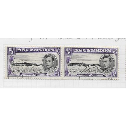 ASCENSION ISLAND 1944 KG6 PERF 13 GEORGE TOWN PAIR USED SG38b 38b SG