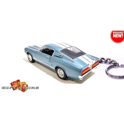 RARE KEYCHAIN 1967/68 BLUE FORD MUSTANG SHELBY GT500 CUSTOM Ltd GREAT GIFT