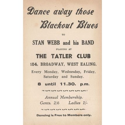 WW2 Blackout Blues Stan Webb West Ealing Tatler Club London PB Postcard