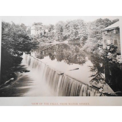 View of the Falls, from Water St, Fitchburg MA print early 1900s 13.75" x 10.25"