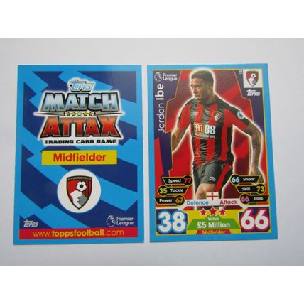 12. Jordan Ibe - AFC Bournemouth - Match Attax 2017/18 Football Card EF1