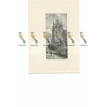 Tower, Marien Kirche, Griefswald, Germany, Book Illustration (Print), 1889