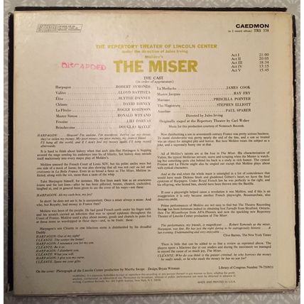 MOLIERE The Miser full drama play on vinyl LP boxset Caedmon USA 1969 theatre