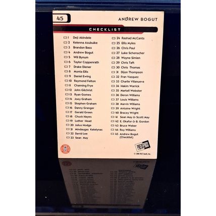 ANDREW BOGUT 2005 PRESS PASS BASKETBALL CHECKLIST CARD #45