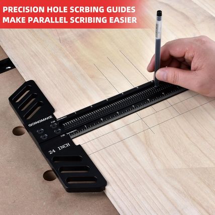 Woodworking T-Square 24 Inch Aluminum Alloy T Square Ruler 1/32" Hole Scrbing Gu