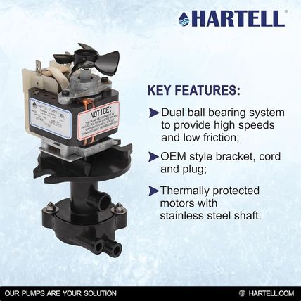 HARTELL HRIM-3-120 Replacement Ice Machine Pump, Replaces GPPS-1SC-1