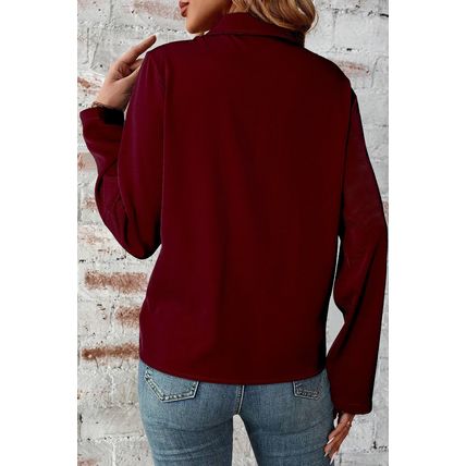Red Dahlia Collar Tab Sleeve Zip Up Flap Detail Jacket