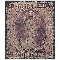 Bahamas 1863 SG27x 4d Dull Rose Wmk REV Good Used