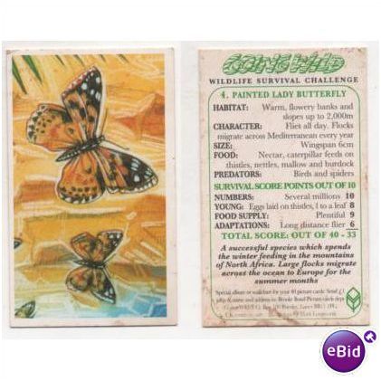 1994 Brooke Bond collectors Tea card GOING WILD no.4 Painted Lady Butterfly