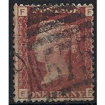 1858 SG43 1d Red Plate 210 Good Used Check Letters "FF".