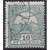 Mi 98 Y: 16 f. grey-green/black Definitive Stamp: Turul, Wz. 6 (1909).