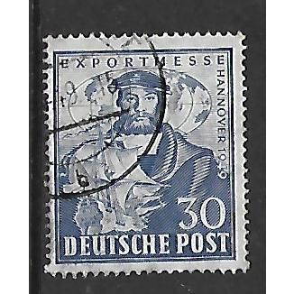 GERMANY 1949 HANOVER TRADE FAIR 30pf HERMAN WEDIGH BLUE SG A144 FINE USED#