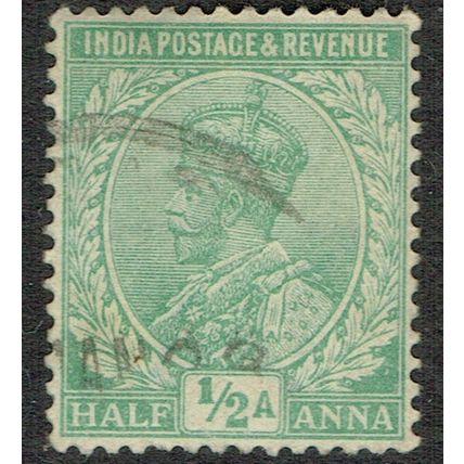 India 1911 ½a Light Green SG155 FU