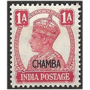 Chamba (ICS) 1943 SG111 1a Carmine Mounted Mint . .. .