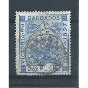 barbados stamps hm sg119 sg 119 used damage centre bottom