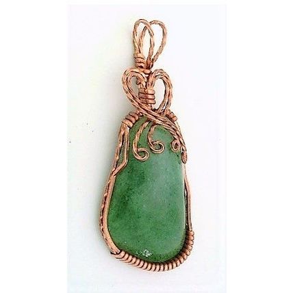 Green Aventurine Copper Wire Wrap Gemstone Pendant 25